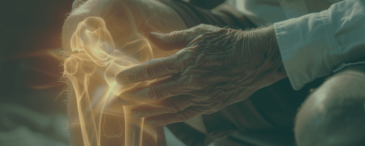 Senior hands holding natural herbal supplements for joint pain relief and mobility.
