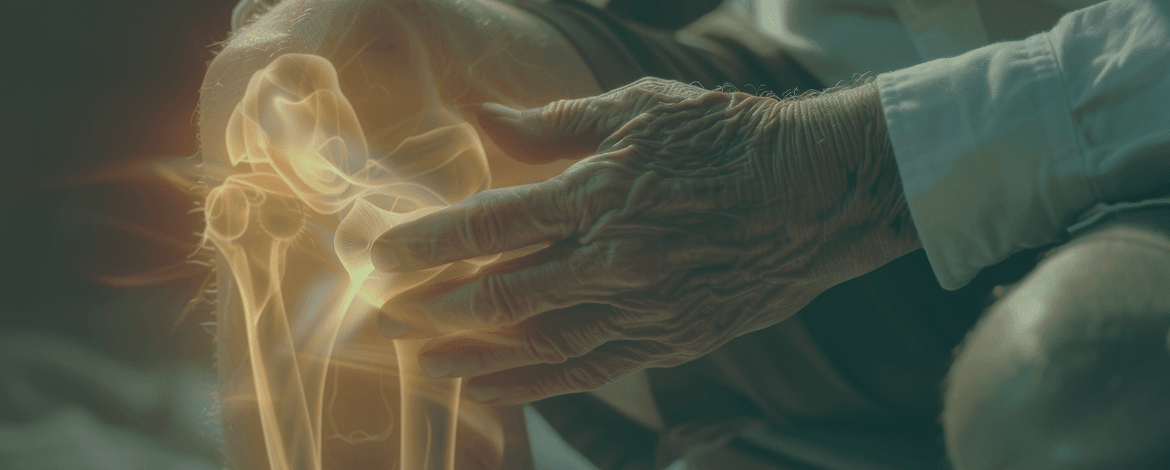 Senior hands holding natural herbal supplements for joint pain relief and mobility.